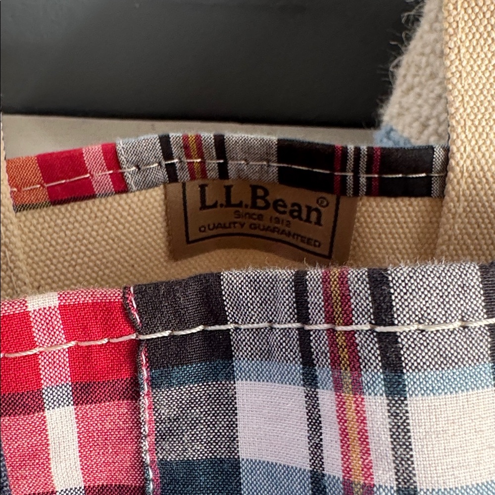 Vtg L.L. Bean Plaid Patchwork Mini Tote - Picture 4 of 5